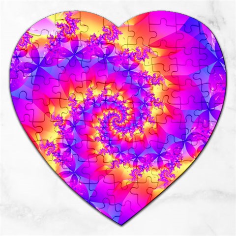 Colorful Psychedelic Spiral Fractal Jigsaw Puzzle (Heart) from ArtsNow.com Front