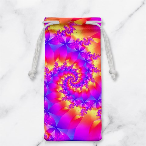 Colorful Psychedelic Spiral Fractal Jewelry Bag from ArtsNow.com Front