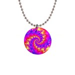 Colorful Psychedelic Spiral Fractal 1  Button Necklace