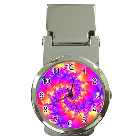 Colorful Psychedelic Spiral Fractal Money Clip Watch from ArtsNow.com Front