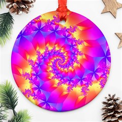 Colorful Psychedelic Spiral Fractal Round Ornament (Two Sides) from ArtsNow.com Front