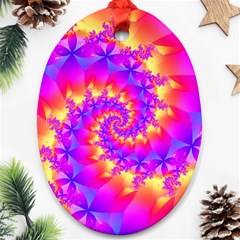 Colorful Psychedelic Spiral Fractal Oval Ornament (Two Sides) from ArtsNow.com Front