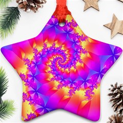 Colorful Psychedelic Spiral Fractal Star Ornament (Two Sides) from ArtsNow.com Front