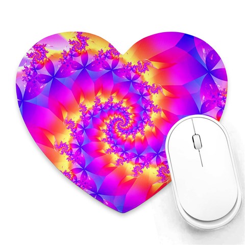 Colorful Psychedelic Spiral Fractal Heart Mousepad from ArtsNow.com Front