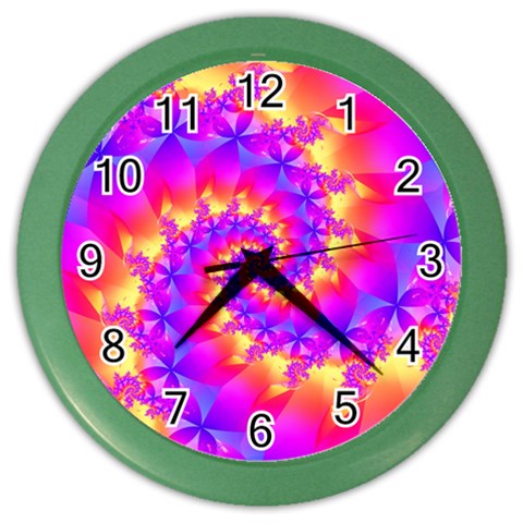 Colorful Psychedelic Spiral Fractal Color Wall Clock from ArtsNow.com Front