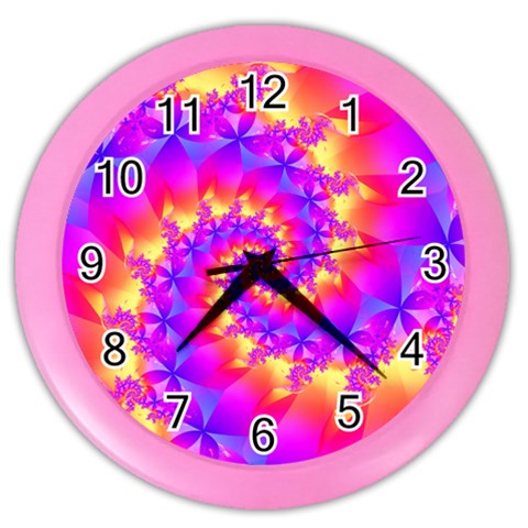 Colorful Psychedelic Spiral Fractal Color Wall Clock from ArtsNow.com Front