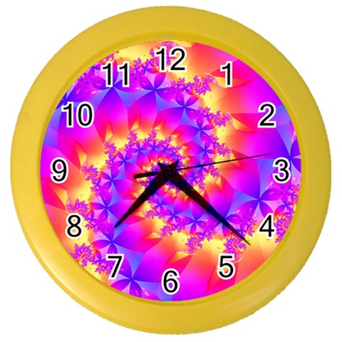 Colorful Psychedelic Spiral Fractal Color Wall Clock from ArtsNow.com Front