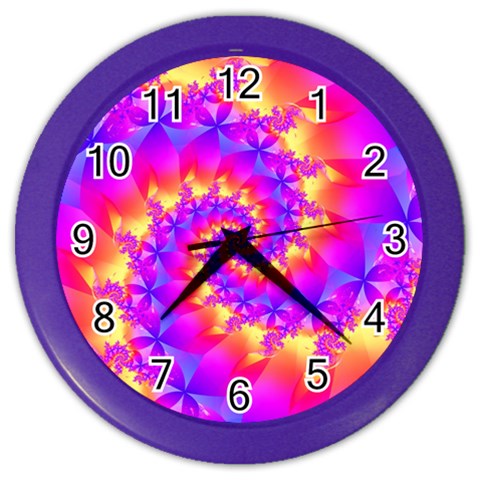 Colorful Psychedelic Spiral Fractal Color Wall Clock from ArtsNow.com Front