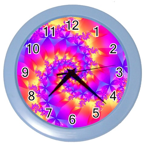 Colorful Psychedelic Spiral Fractal Color Wall Clock from ArtsNow.com Front