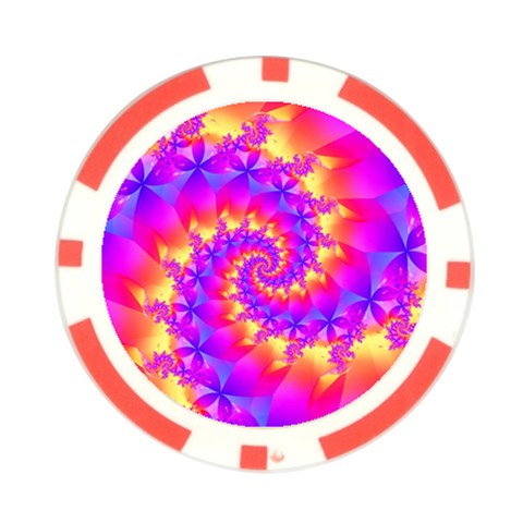 Colorful Psychedelic Spiral Fractal Poker Chip Card Guard from ArtsNow.com Front