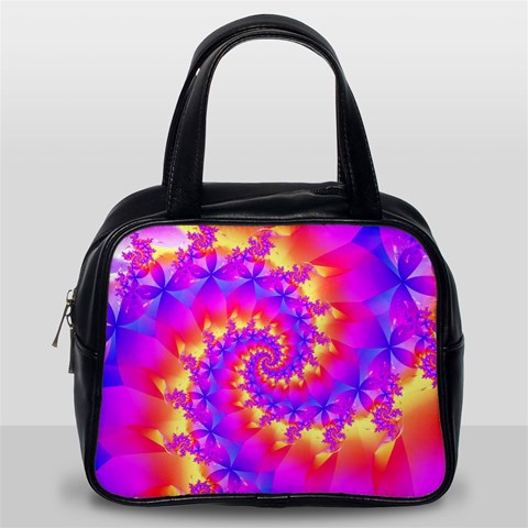 Colorful Psychedelic Spiral Fractal Classic Handbag (One Side) from ArtsNow.com Front