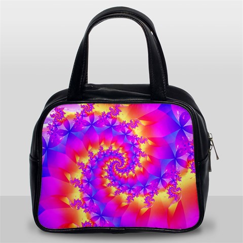 Colorful Psychedelic Spiral Fractal Classic Handbag (Two Sides) from ArtsNow.com Front