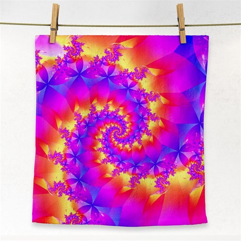 Colorful Psychedelic Spiral Fractal Face Towel from ArtsNow.com Front