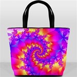 Colorful Psychedelic Spiral Fractal Bucket Bag