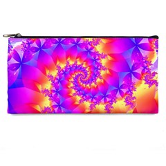 Colorful Psychedelic Spiral Fractal Pencil Case from ArtsNow.com Front