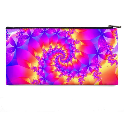 Colorful Psychedelic Spiral Fractal Pencil Case from ArtsNow.com Back