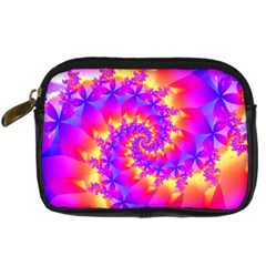 Colorful Psychedelic Spiral Fractal Digital Camera Leather Case from ArtsNow.com Front