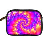 Colorful Psychedelic Spiral Fractal Digital Camera Leather Case