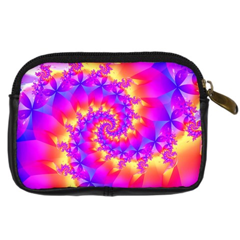 Colorful Psychedelic Spiral Fractal Digital Camera Leather Case from ArtsNow.com Back