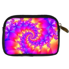 Colorful Psychedelic Spiral Fractal Digital Camera Leather Case from ArtsNow.com Back