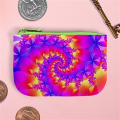 Colorful Psychedelic Spiral Fractal Mini Coin Purse from ArtsNow.com Front