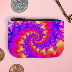 Colorful Psychedelic Spiral Fractal Mini Coin Purse from ArtsNow.com Front