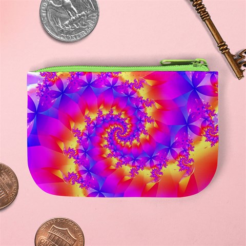 Colorful Psychedelic Spiral Fractal Mini Coin Purse from ArtsNow.com Back