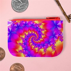 Colorful Psychedelic Spiral Fractal Mini Coin Purse from ArtsNow.com Back