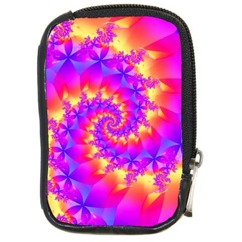 Colorful Psychedelic Spiral Fractal Compact Camera Leather Case from ArtsNow.com Front