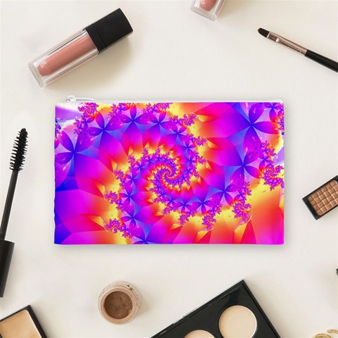 Colorful Psychedelic Spiral Fractal Cosmetic Bag (Medium) from ArtsNow.com Front