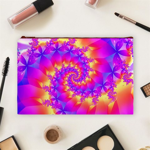 Colorful Psychedelic Spiral Fractal Cosmetic Bag (Large) from ArtsNow.com Front