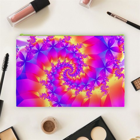 Colorful Psychedelic Spiral Fractal Cosmetic Bag (Large) from ArtsNow.com Front