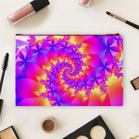 Colorful Psychedelic Spiral Fractal Cosmetic Bag (Large) from ArtsNow.com Back