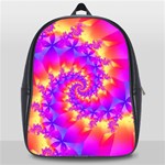 Colorful Psychedelic Spiral Fractal School Bag (Large)