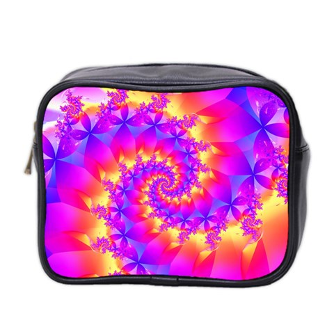 Colorful Psychedelic Spiral Fractal Mini Toiletries Bag (Two Sides) from ArtsNow.com Front