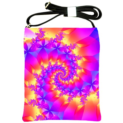 Colorful Psychedelic Spiral Fractal Shoulder Sling Bag from ArtsNow.com Front