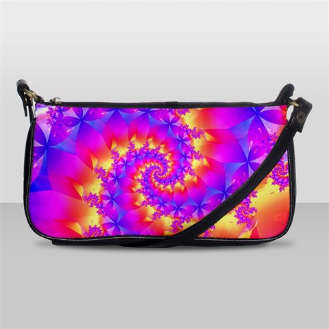 Colorful Psychedelic Spiral Fractal Shoulder Clutch Bag from ArtsNow.com Front