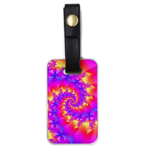 Colorful Psychedelic Spiral Fractal Luggage Tag (one side) from ArtsNow.com Front