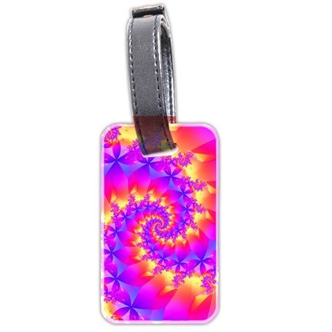 Colorful Psychedelic Spiral Fractal Luggage Tag (two sides) from ArtsNow.com Back