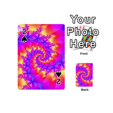 Colorful Psychedelic Spiral Fractal Playing Cards 54 (Mini) from ArtsNow.com Front - Spade2