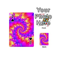 Colorful Psychedelic Spiral Fractal Playing Cards 54 (Mini) from ArtsNow.com Front - Spade2