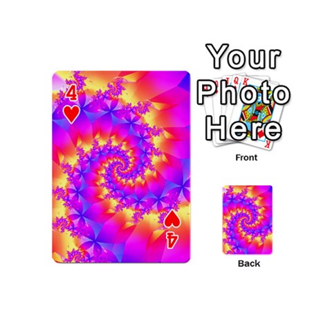 Colorful Psychedelic Spiral Fractal Playing Cards 54 (Mini) from ArtsNow.com Front - Heart4