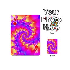 Colorful Psychedelic Spiral Fractal Playing Cards 54 (Mini) from ArtsNow.com Front - Heart5