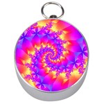 Colorful Psychedelic Spiral Fractal Silver Compass