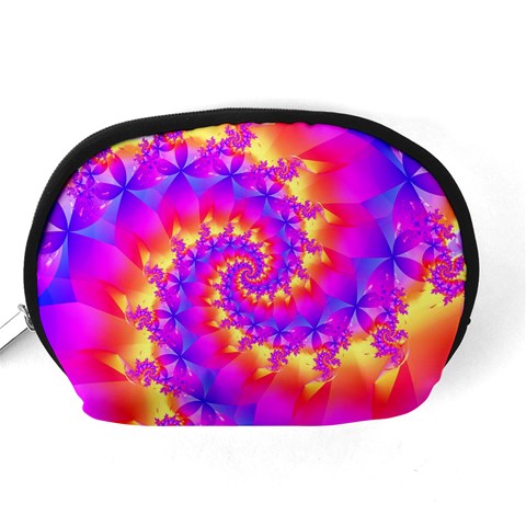 Colorful Psychedelic Spiral Fractal Accessory Pouch (Medium) from ArtsNow.com Back