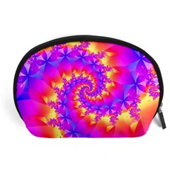 Colorful Psychedelic Spiral Fractal Accessory Pouch (Large) from ArtsNow.com Front