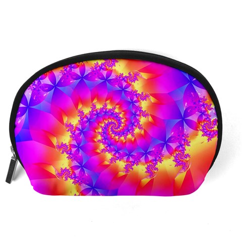 Colorful Psychedelic Spiral Fractal Accessory Pouch (Large) from ArtsNow.com Back