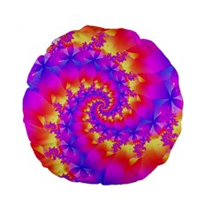 Colorful Psychedelic Spiral Fractal Standard 15  Premium Flano Round Cushion  from ArtsNow.com Front