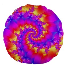 Colorful Psychedelic Spiral Fractal Large 18  Premium Flano Round Cushion  from ArtsNow.com Front