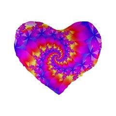 Colorful Psychedelic Spiral Fractal Standard 16  Premium Flano Heart Shape Cushion  from ArtsNow.com Front